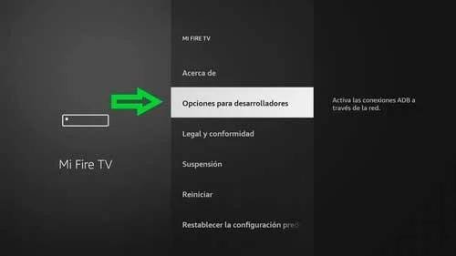 Opción habilitar aplicaciones de orígenes desconocidos en Fire TV Stick