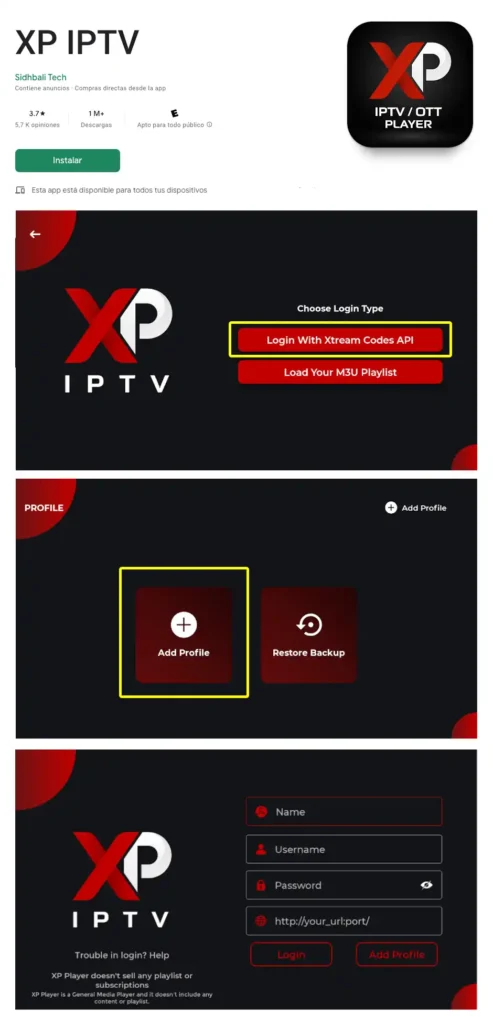 XP IPTV en Android TV con listas IPTV en TODO Chile