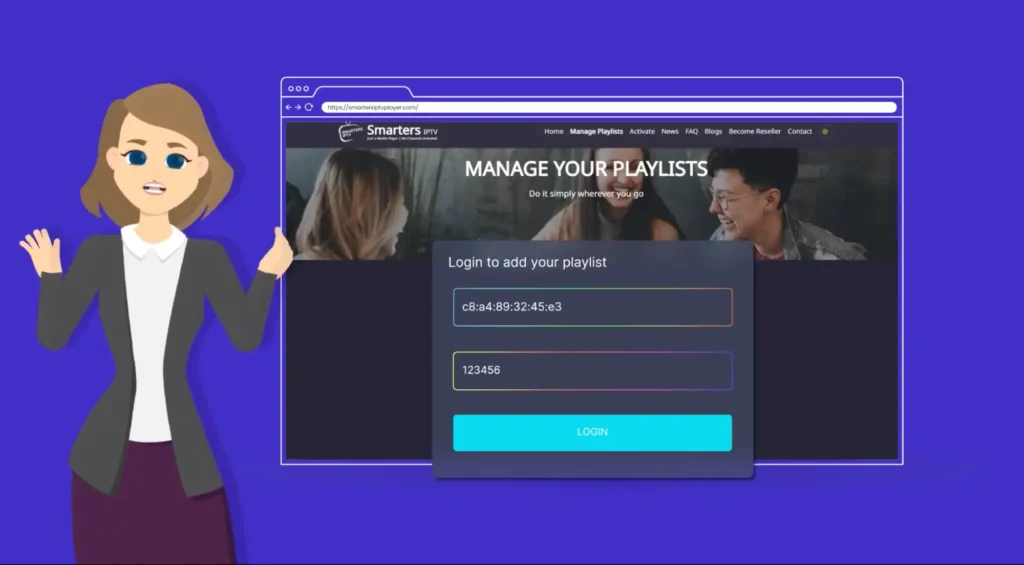 Ingresar al gestor de listas de reproducción en Smarters IPTV